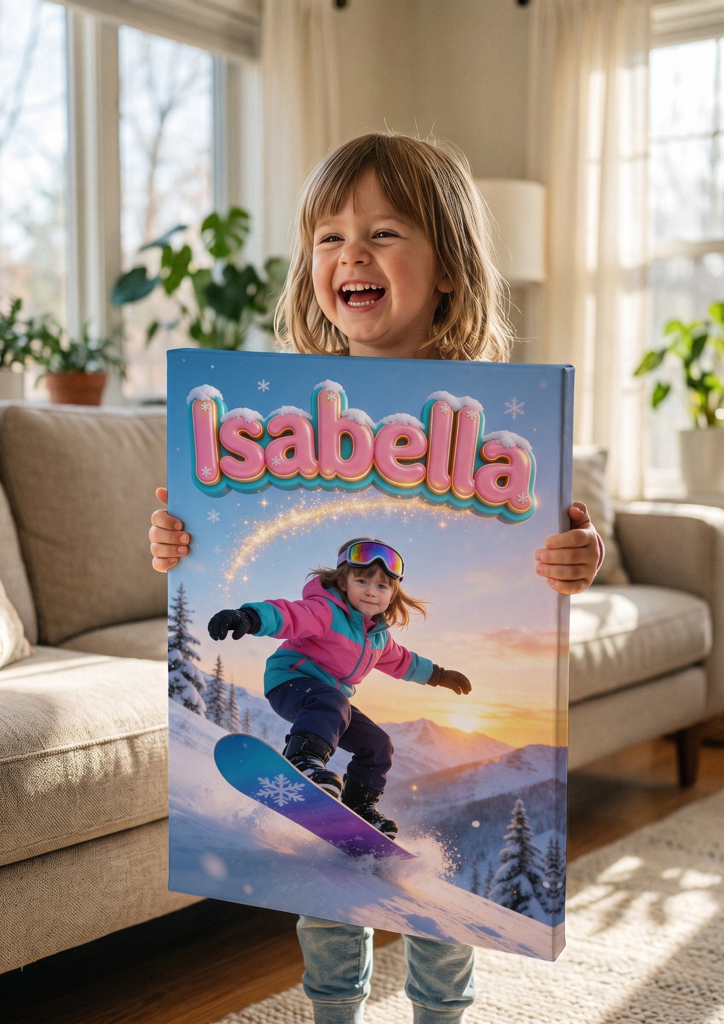 Ragazza snowboard — mockup